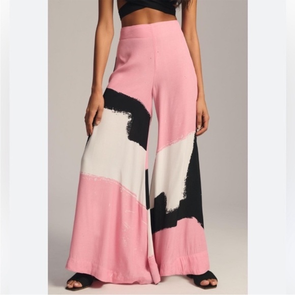 SWF Wide Leg Flowy Pants Pink Combo Graphic - Picture 1 of 12